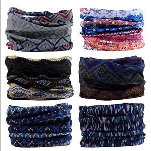 6 Boho patterned wide headbands
